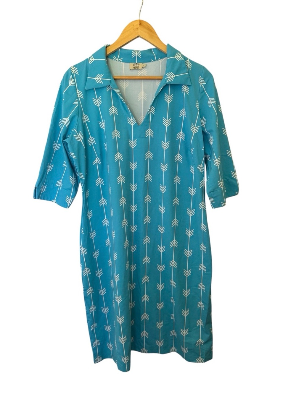 Katherine Way Teal Arrow-Print Midi Shift Dress